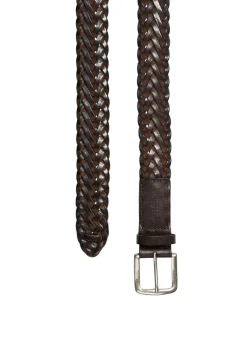 Belt, braided leather, width 3,5 cm