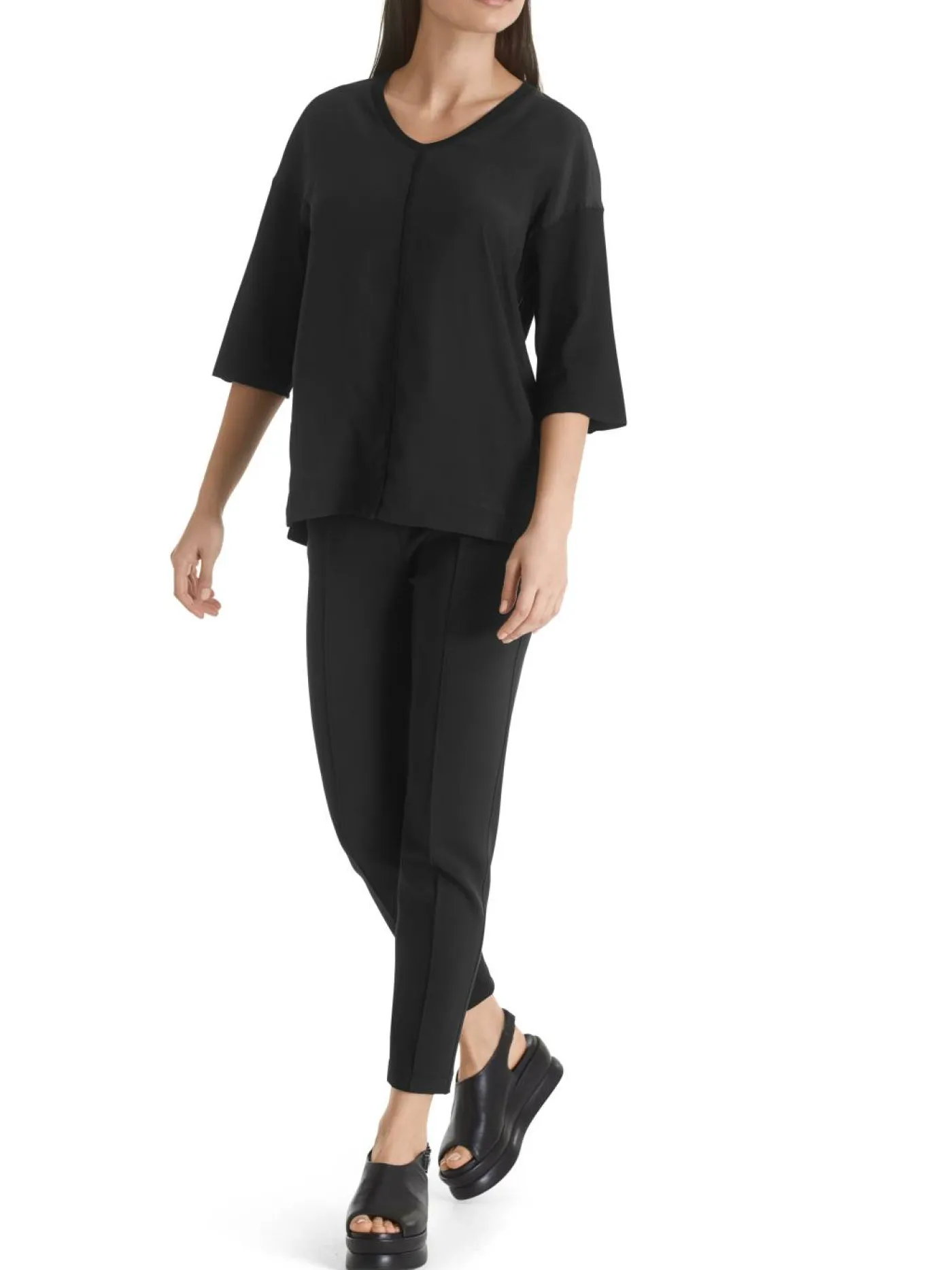 Blusenshirt aus Material-Mix