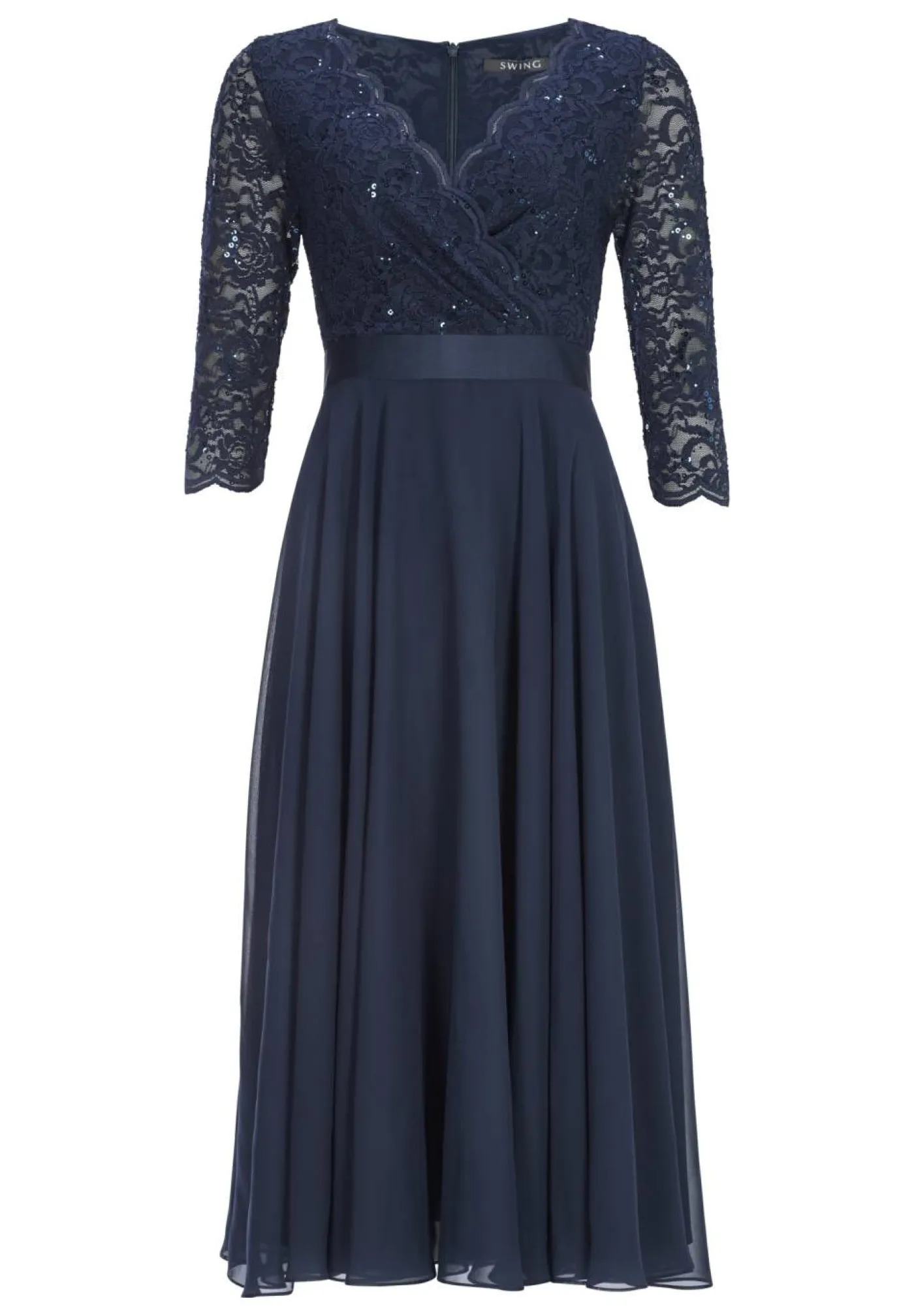 Cocktailkleid aus Material-Mix