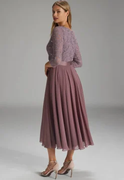 Cocktailkleid aus Material-Mix