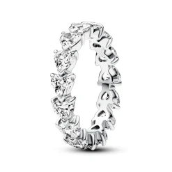 Hearts sterling silver ring with clear c