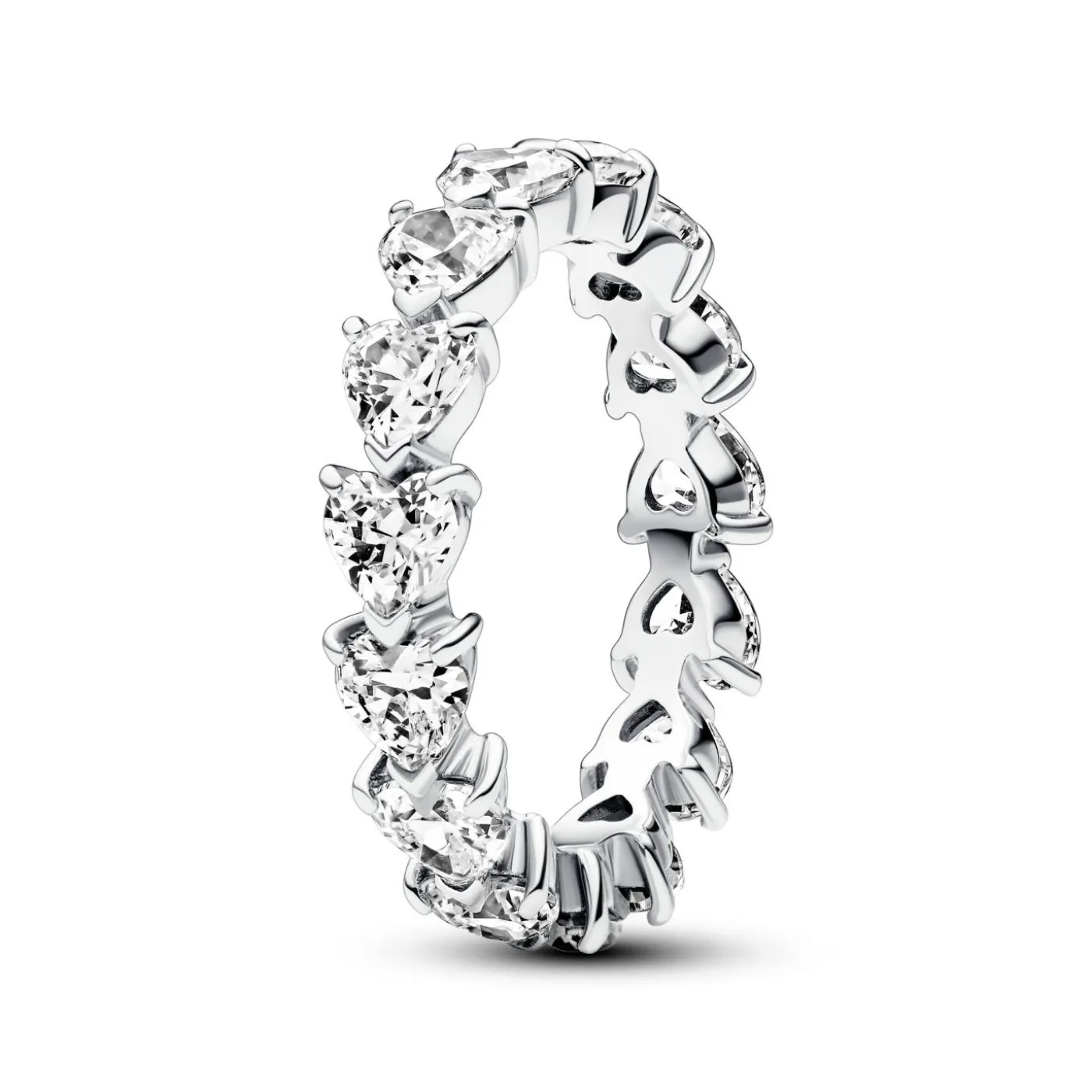 Hearts sterling silver ring with clear c