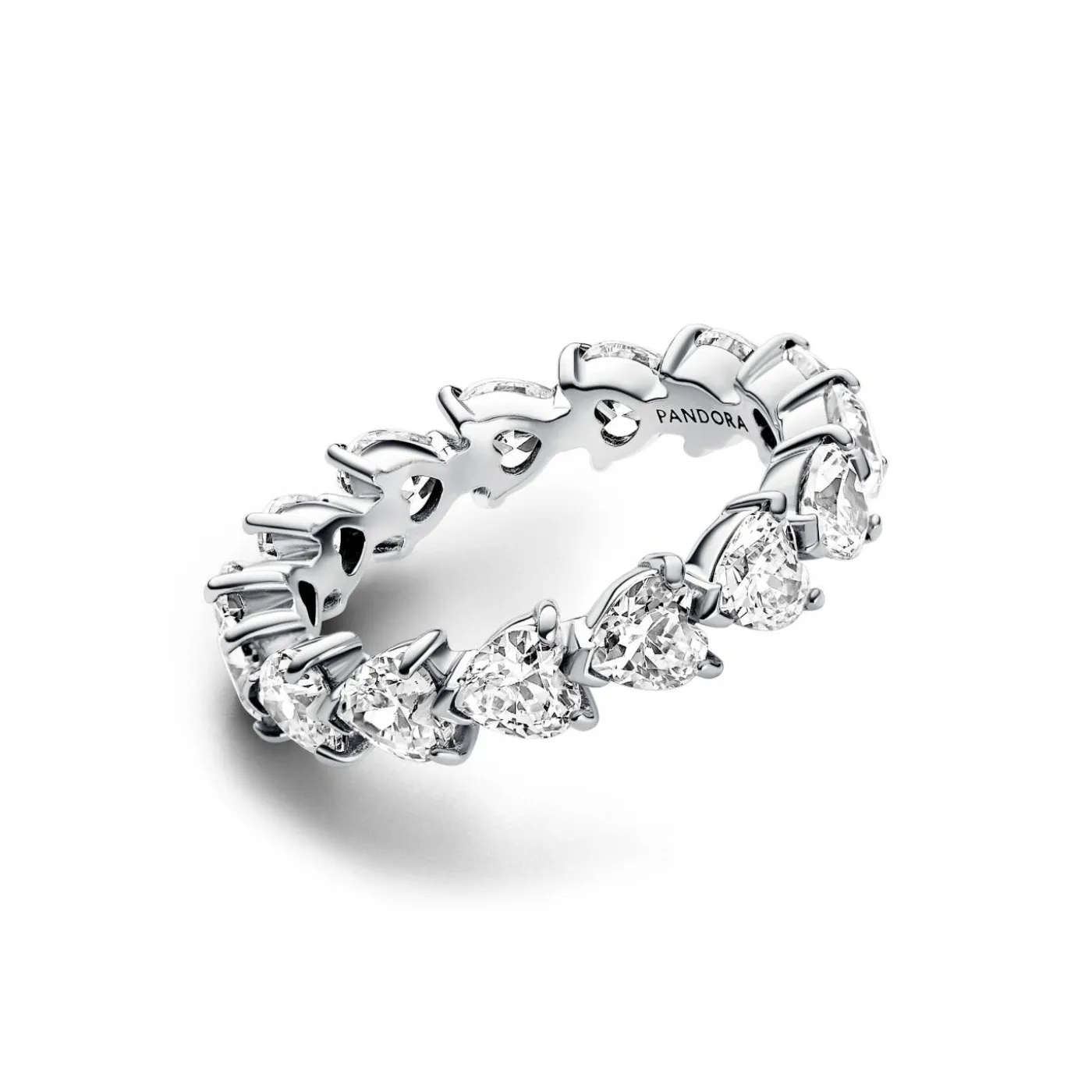 Hearts sterling silver ring with clear c
