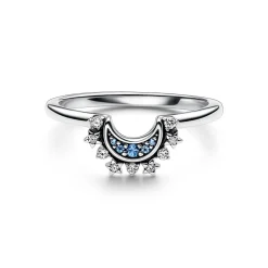 Himmlisch Funkelnder Blauer Mondring