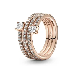 14k Rose gold-plated ring with clear cub