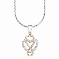 Kette mit Anhänger "Herz & Infinity" m. Zirkonia, bicolor, 925/- Silber