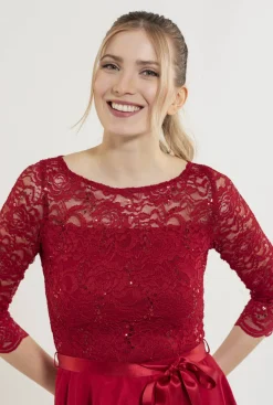 Kleid - Spitze mit Paillette/Chiffo