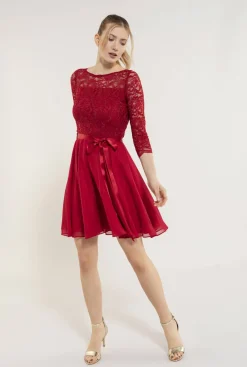 Kleid - Spitze mit Paillette/Chiffo