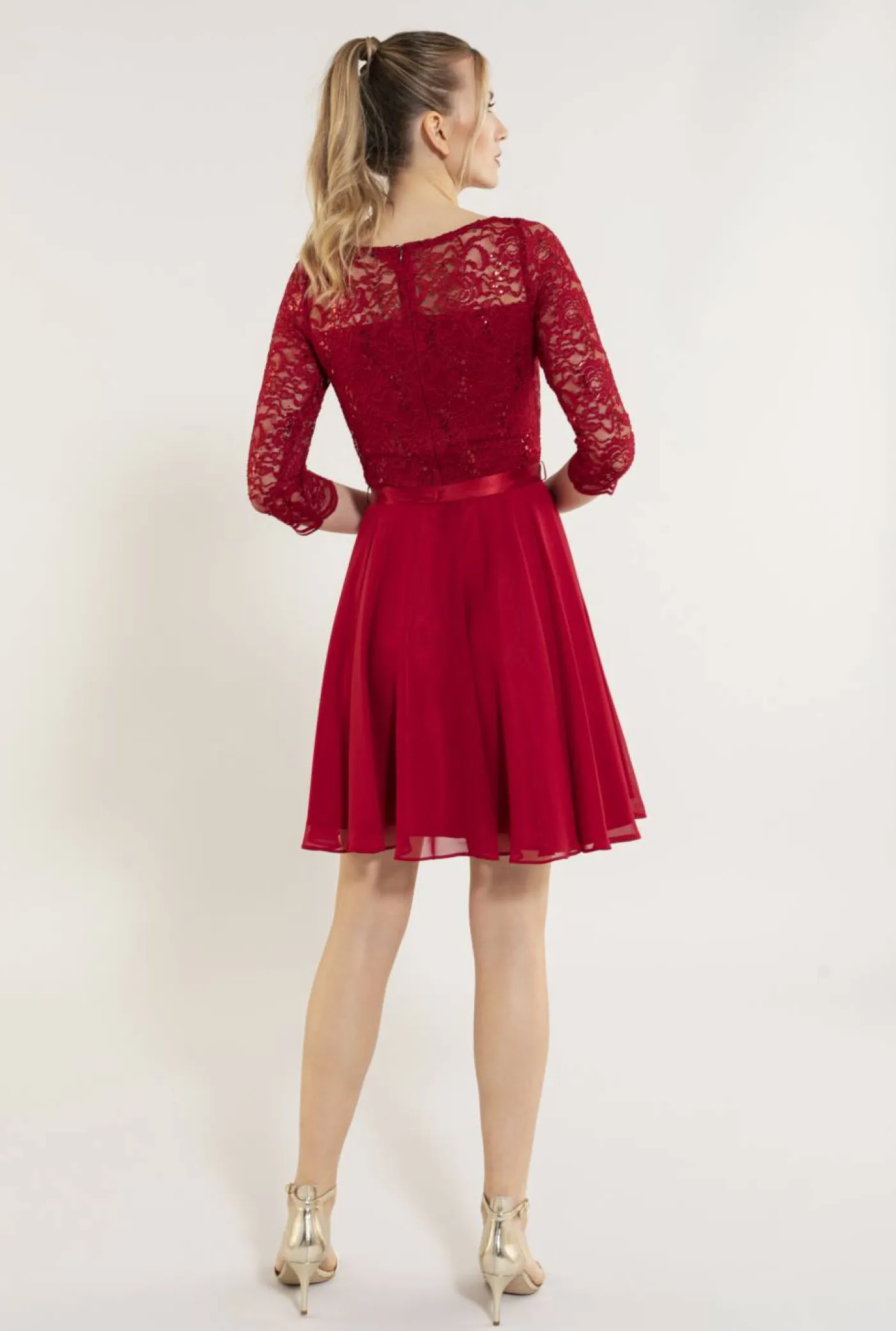 Kleid - Spitze mit Paillette/Chiffo