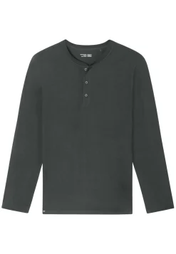 Langarmshirt Knopfleiste