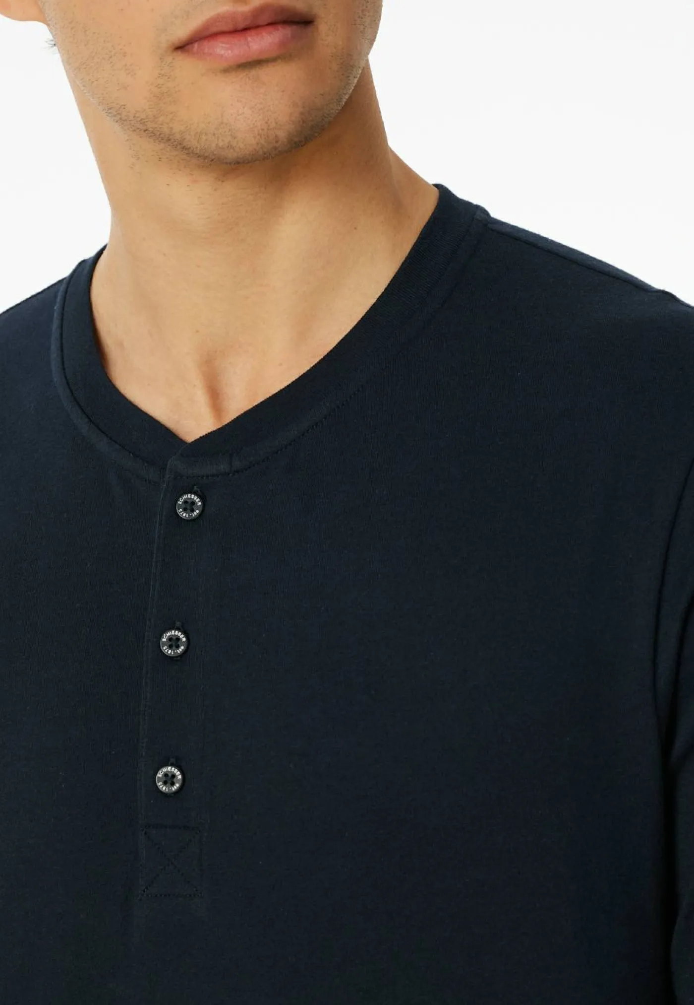 Langarmshirt Knopfleiste