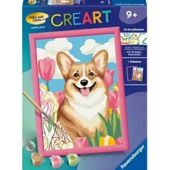Malen nach Zahlen "Corgi im Blütenmeer"