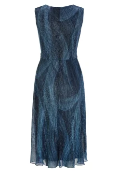 Plissiertes Kleid mit Metallicfäden