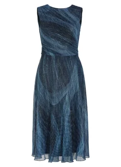 Plissiertes Kleid mit Metallicfäden