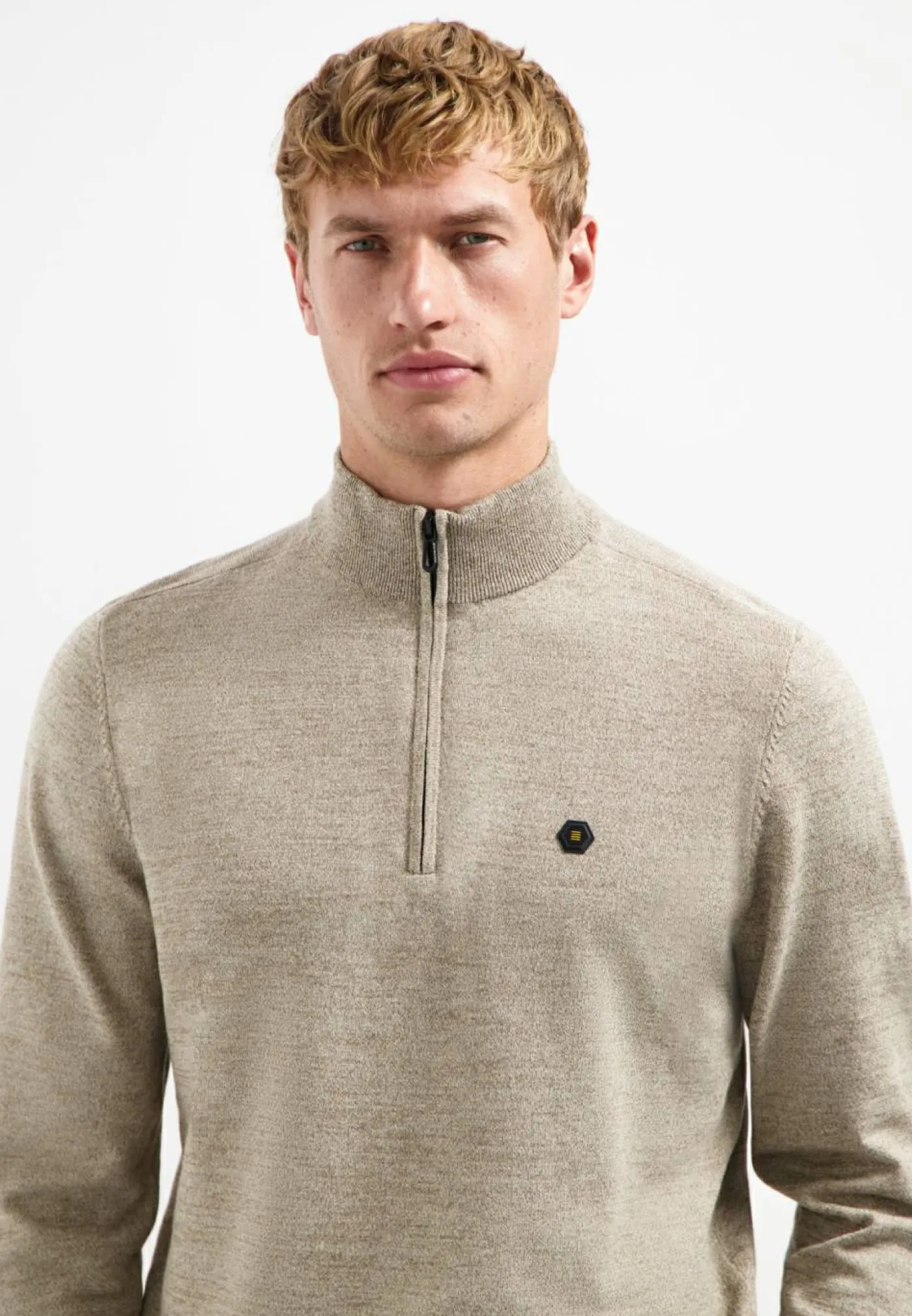 Pullover Half Zip 2 Coloured Melange