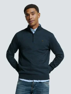 Pullover Half Zip 2 Coloured Melange