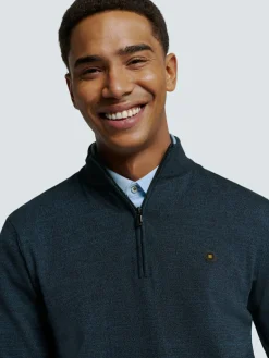 Pullover Half Zip 2 Coloured Melange