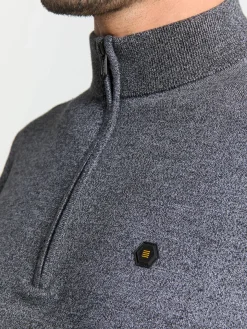 Pullover Half Zip 2 Coloured Melange