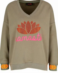 Pullover "Namasté Strass" mit V-Ausschnitt