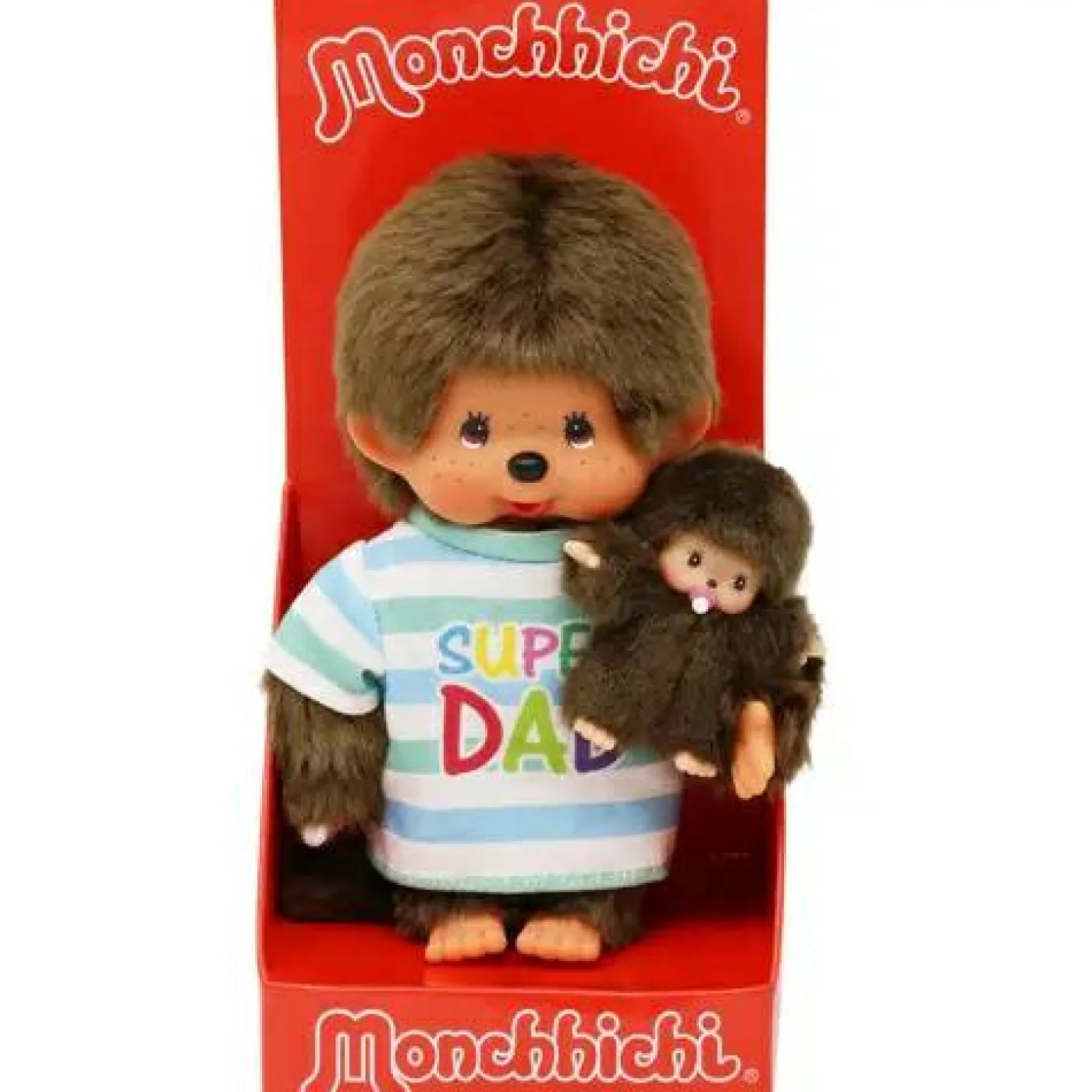 Puppe "Monchhichi - Super Dad + Baby", 20 cm