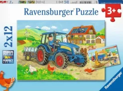 Puzzle "Baustelle und Bauernhof", 2x12 Teile