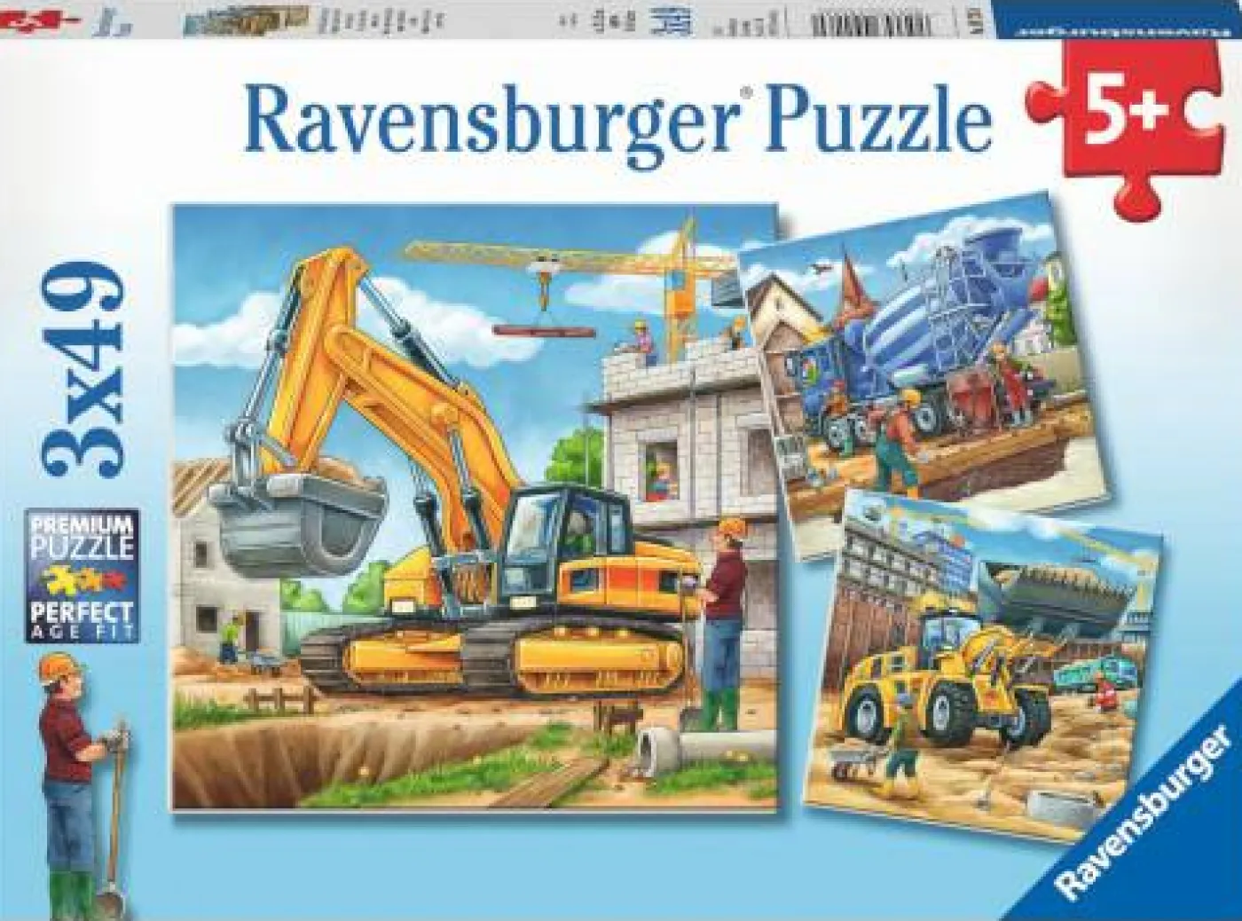 Puzzle-Set "Große Baufahrzeuge", 3x49 Teile