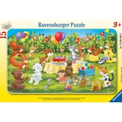Rahmenpuzzle "Tierische Geburtstagsfeier", 15 Teile