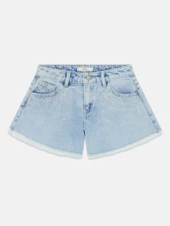 Rhinestones Denim-Shorts