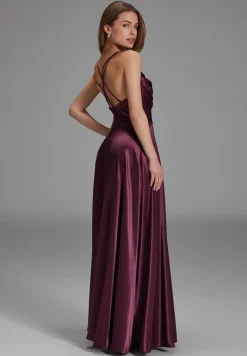 Satin-Abendkleid mit Gehschlitz