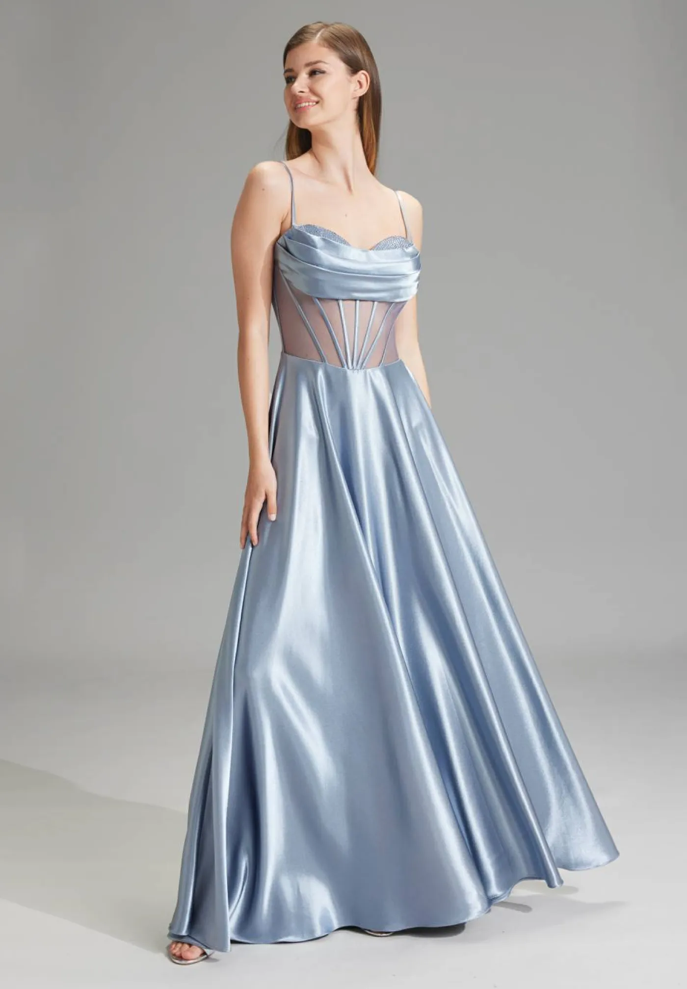 See-through-Corsagenkleid mit Ziersteinen
