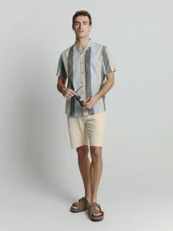Shirt Short Sleeve Revers Collar Slub Mu