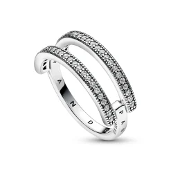 Signature Logo & Pavé Doppelband-Ring