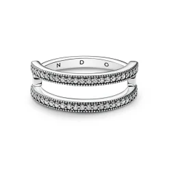 Signature Logo & Pavé Doppelband-Ring