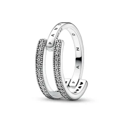 Signature Logo & Pavé Doppelband-Ring