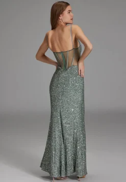 Slipdress mit transparenter Rückenpartie