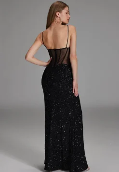 Slipdress mit transparenter Rückenpartie