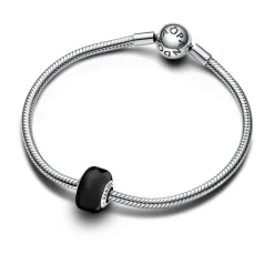 Sterling silver charm with black Murano