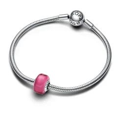 Sterling silver charm with pink Murano g