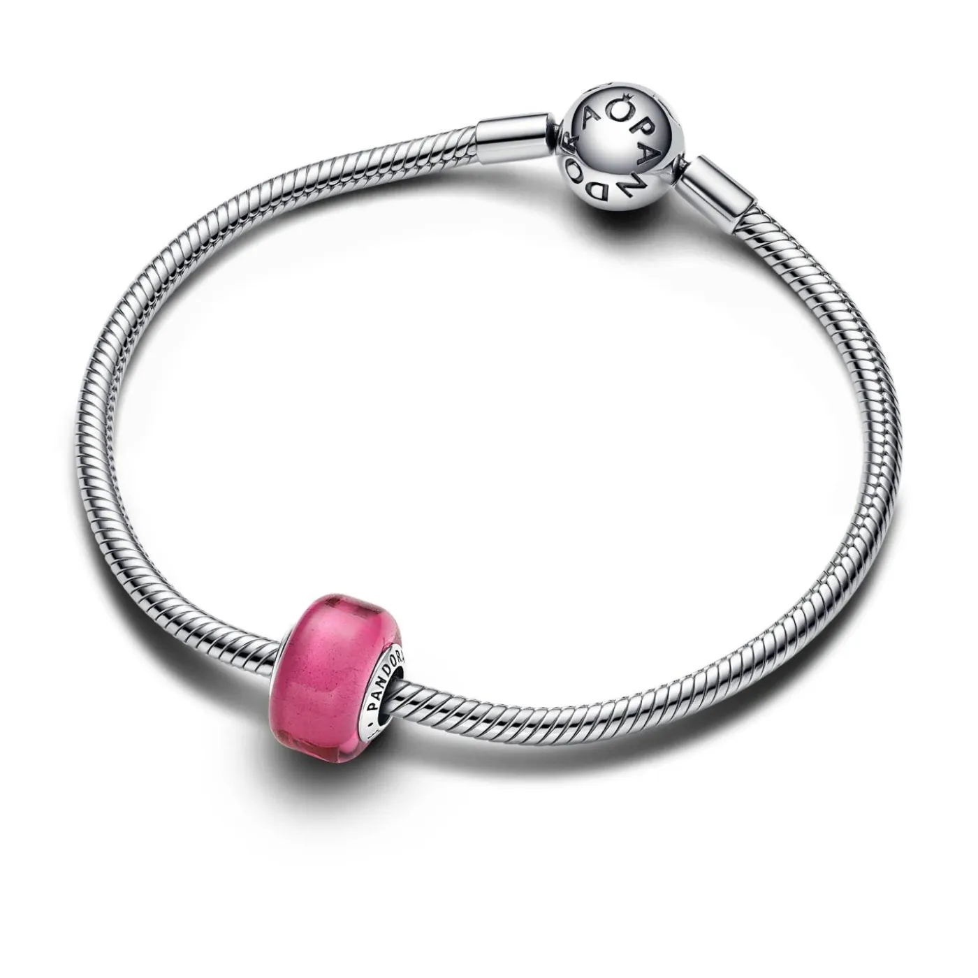 Sterling silver charm with pink Murano g