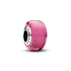 Sterling silver charm with pink Murano g