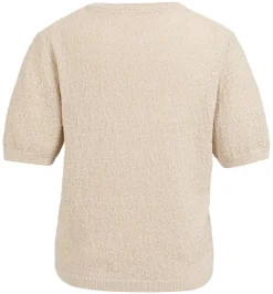 Strukturierter Strickpullover mit kurzen Ärmeln
