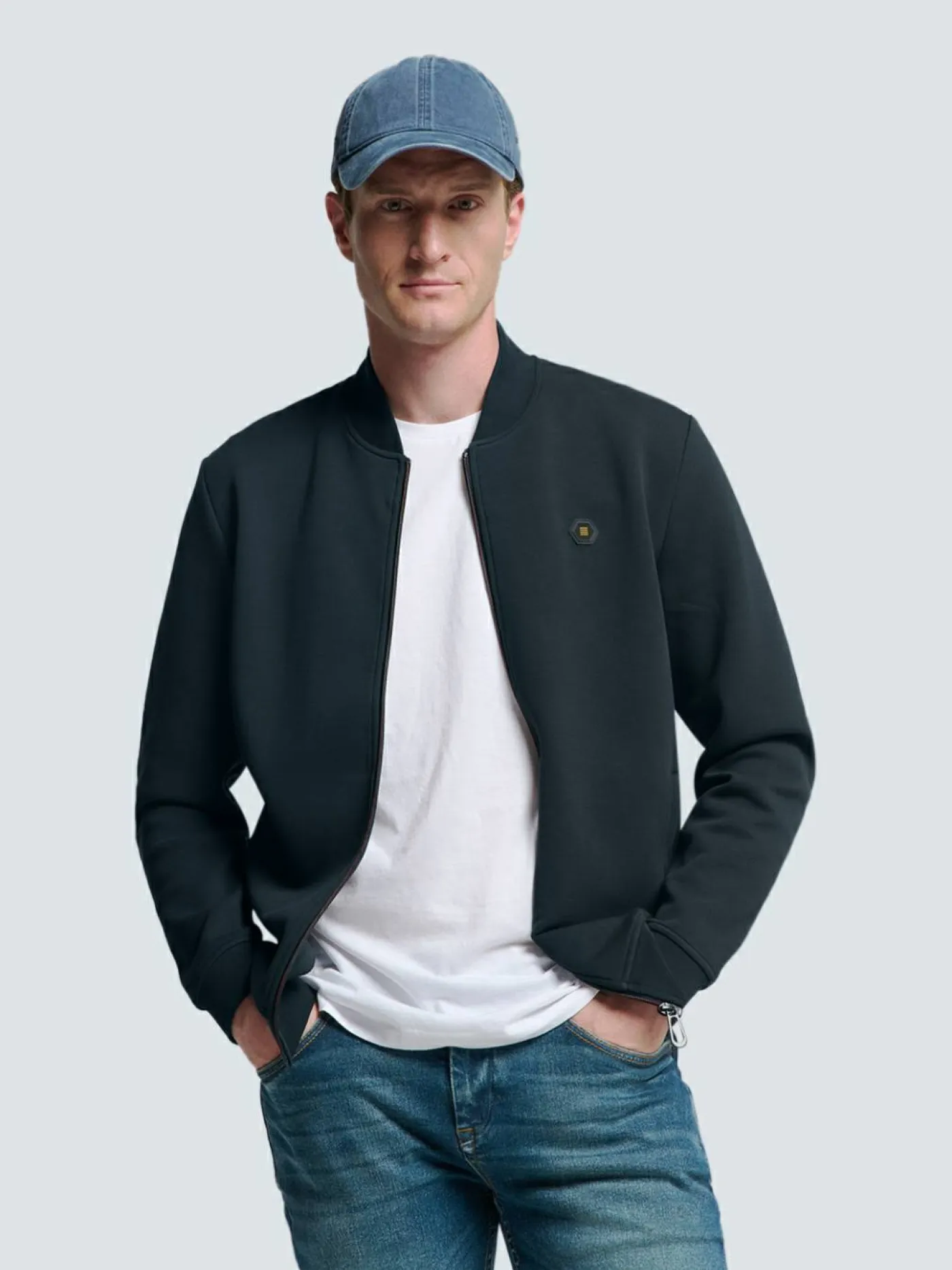 Sweater Full Zipper Pique Bomber